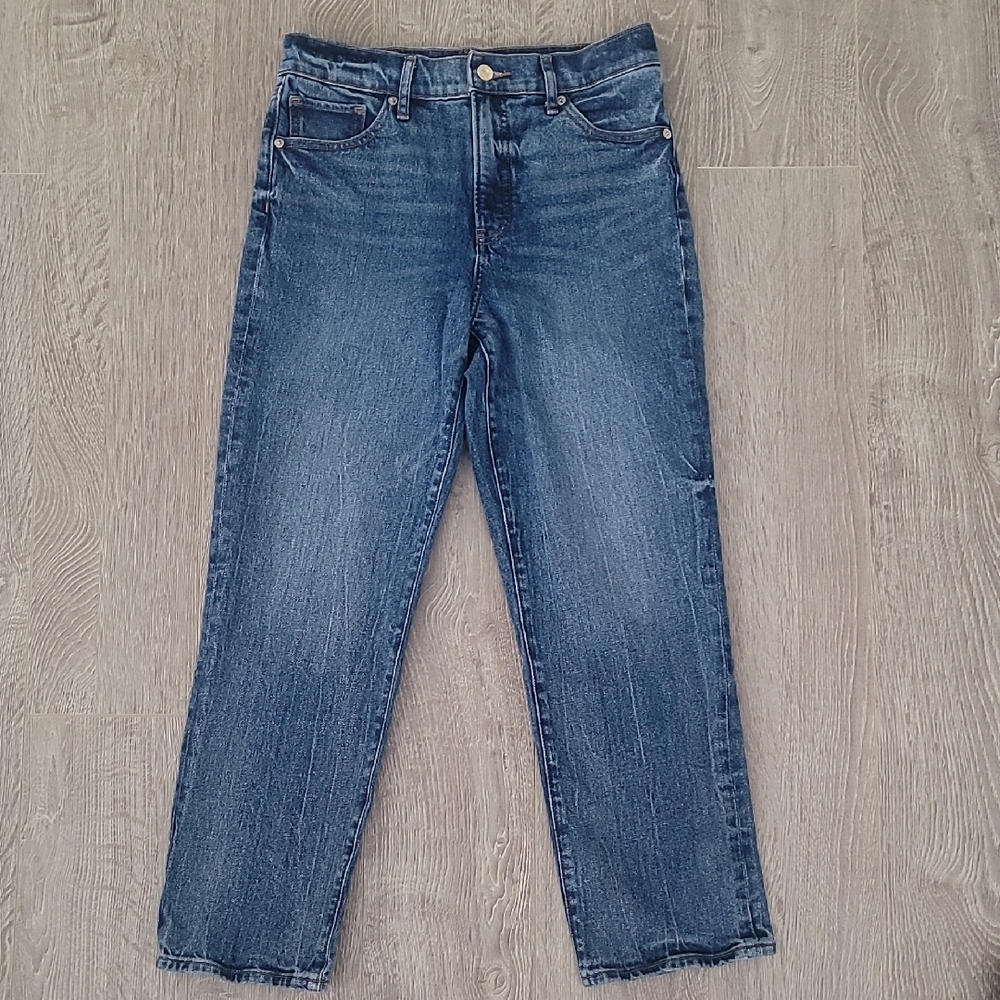 Express Blue Wash Straight Leg Jeans
